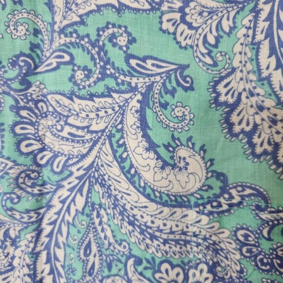 Cynthia Rowley Linen Dress US 8 Blue Paisley Print Sleeveless Pockets Summery - Picture 8 of 9